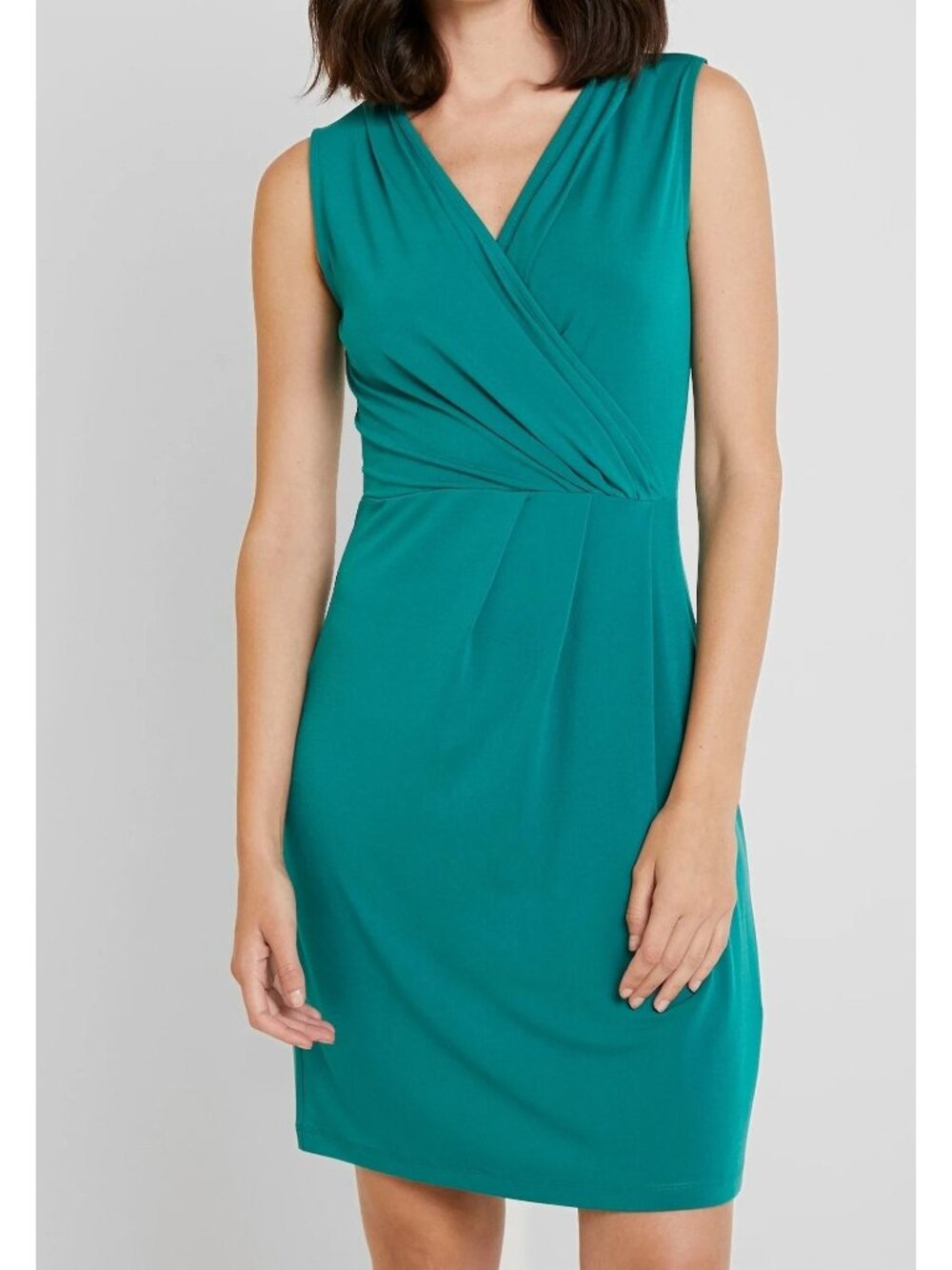 Abercrombie & Fitch Dress Size Medium Teal Sleeveless Ruched Faux Wrap Ruched